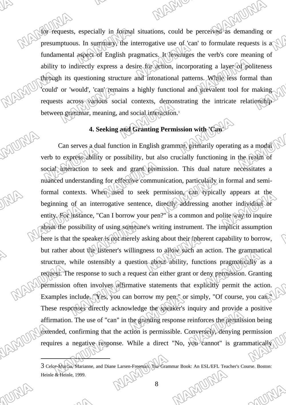 Grammar: Modal verbs: Can, Offers, Requests, and Permission. — mustaqil ish, 8-varaq