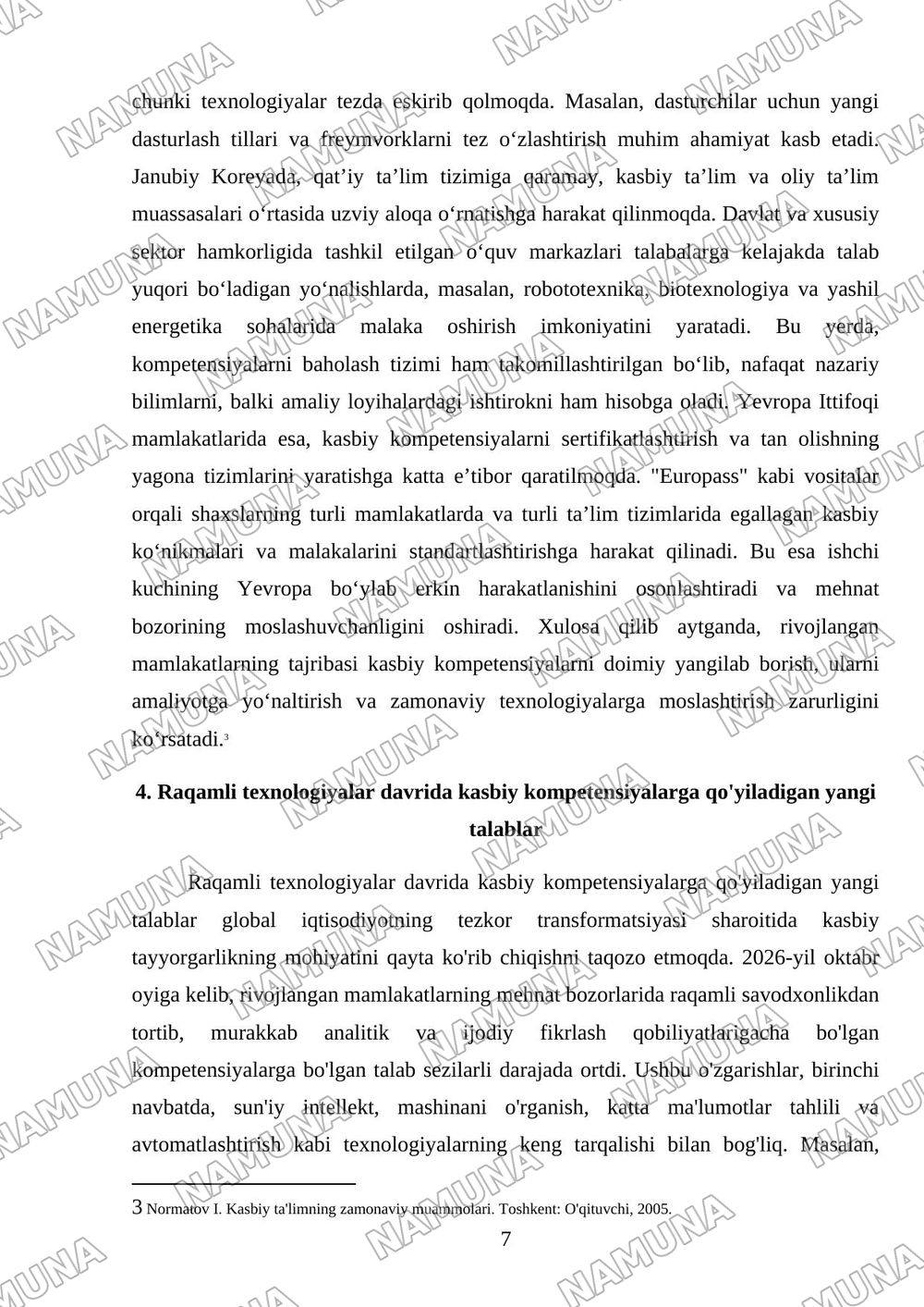 Rivojlangan mamlakatlar tajribasida kasbiy kompetensiyalarga qo'yiladigan talablar — referat, 7-varaq