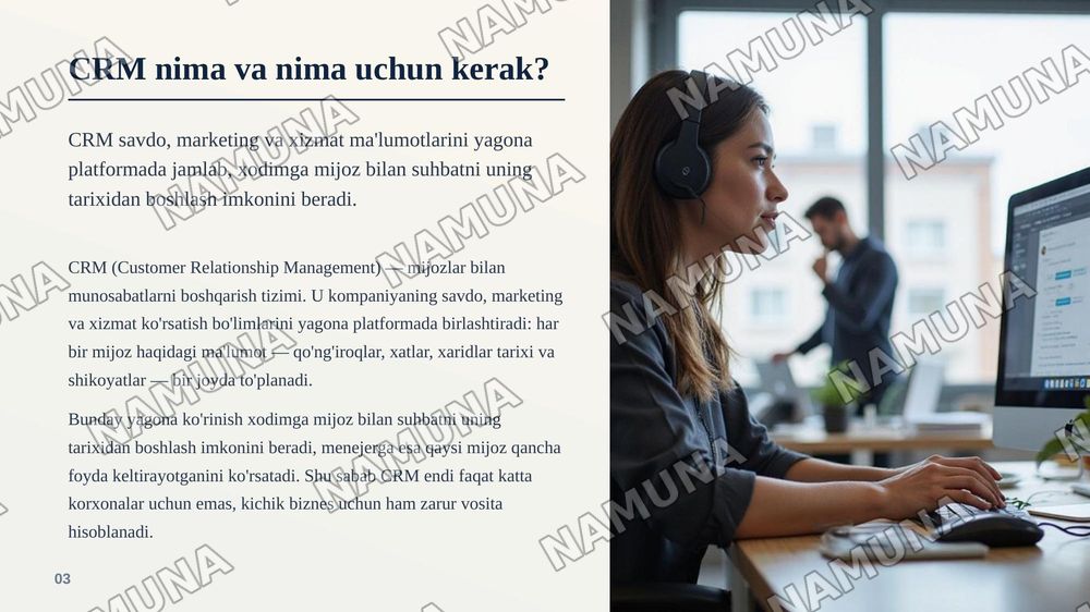 CRM tizimlarining strategik ahamiyati va mijoz sodiqligiga taʼsiri — zamonaviy taqdimot, 4-slayd