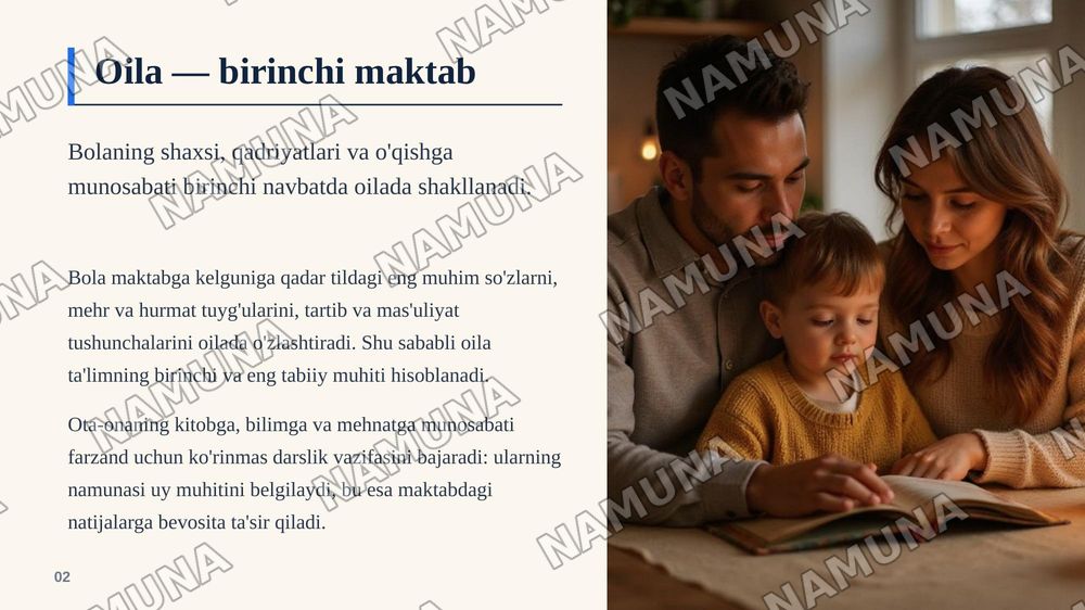 Oila va taʼlim — zamonaviy taqdimot, 3-slayd