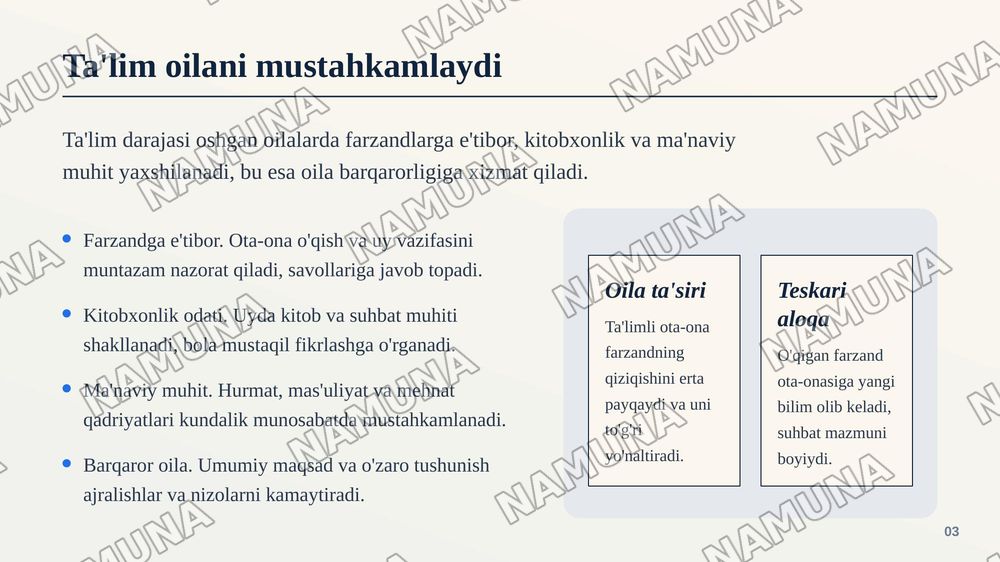 Oila va taʼlim — zamonaviy taqdimot, 4-slayd