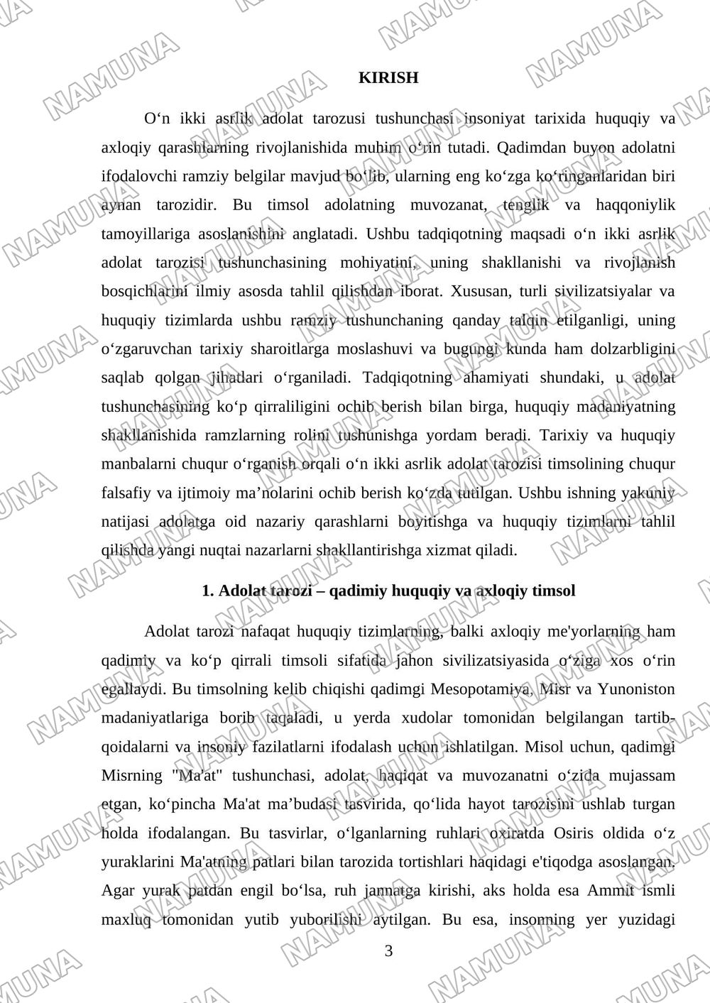 Oʻn ikki asrlik adolat tarozusi haqida ma’lumot — mustaqil ish, 3-varaq