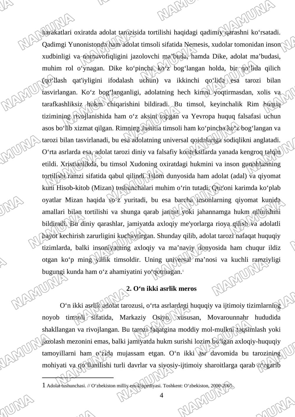 Oʻn ikki asrlik adolat tarozusi haqida ma’lumot — mustaqil ish, 4-varaq