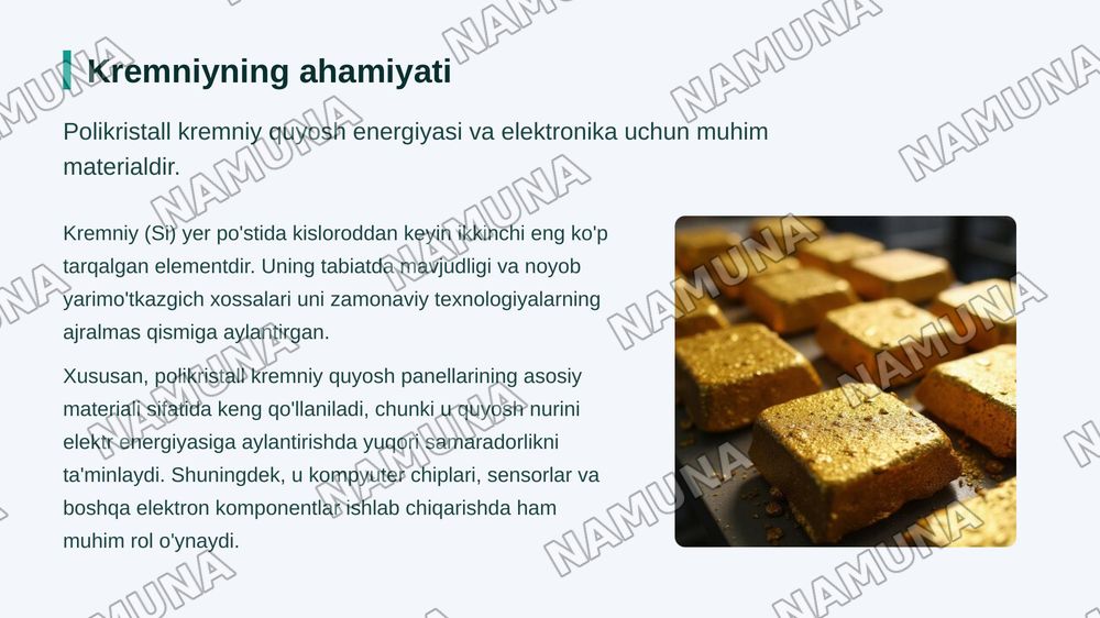 Polikristall kremniyni ishlab chiqarish texnologiyasi — zamonaviy taqdimot, 3-slayd