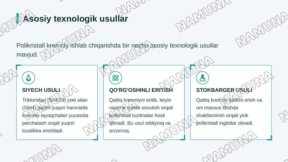 Polikristall kremniyni ishlab chiqarish texnologiyasi — zamonaviy taqdimot, 5-slayd