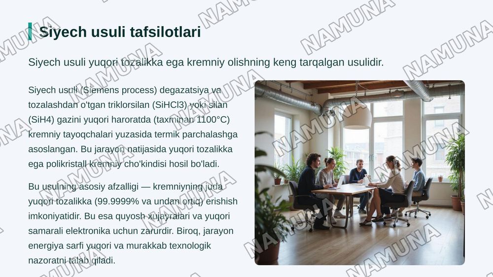 Polikristall kremniyni ishlab chiqarish texnologiyasi — zamonaviy taqdimot, 6-slayd