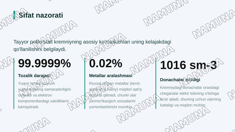 Polikristall kremniyni ishlab chiqarish texnologiyasi — zamonaviy taqdimot, 7-slayd