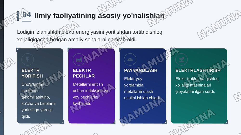 A. Lodigin olimning avtobiografiyasi va yaratgan qonunlari va qurilmalari — zamonaviy taqdimot, 5-slayd