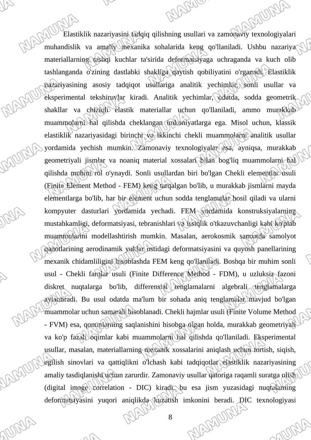 Elastiklik nazaryasining amalda qollanilishi — mustaqil ish, 8-varaq