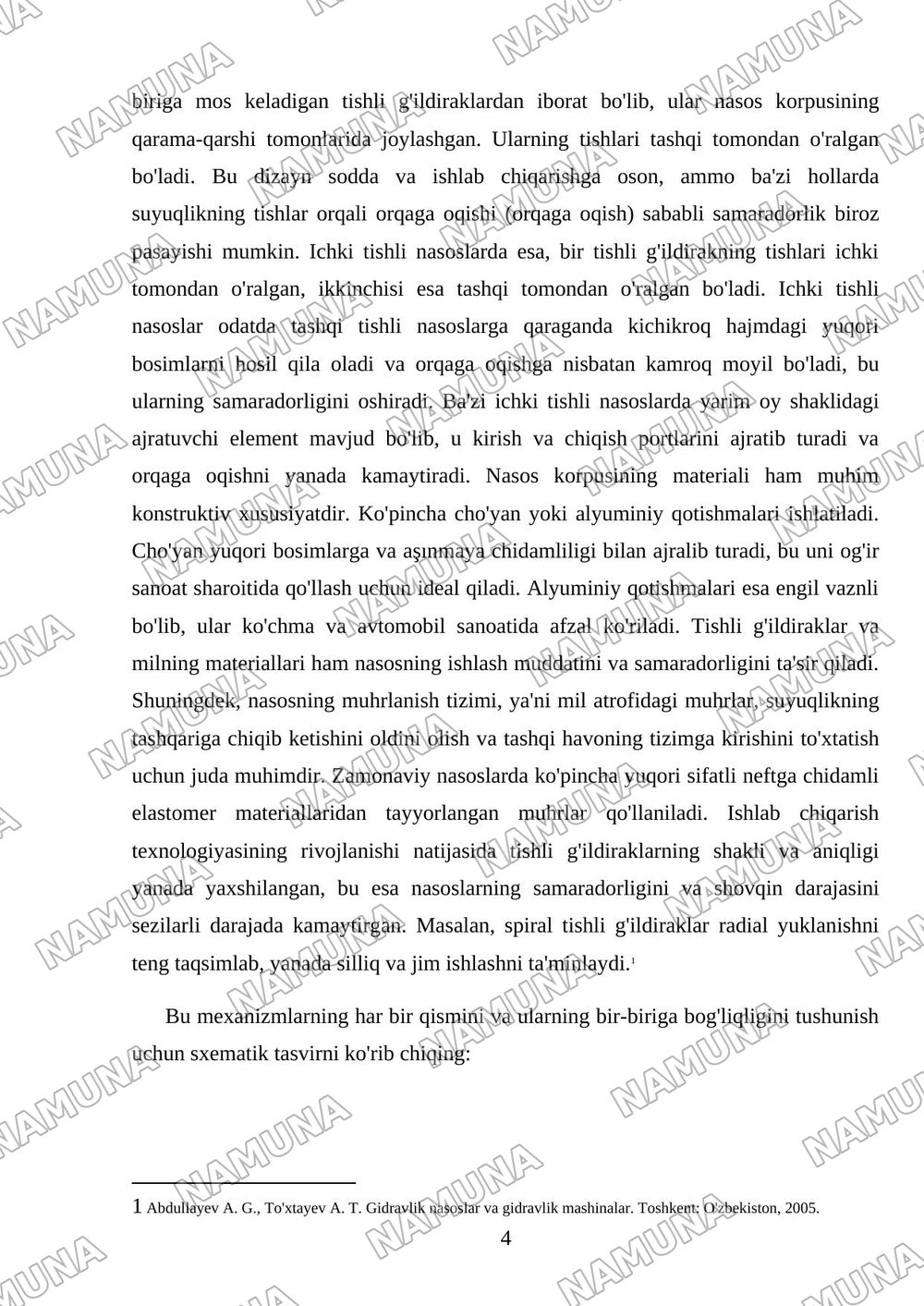 Zamonaviy tishli, plastinkali va porshenli gidravliknasoslar — mustaqil ish, 4-varaq