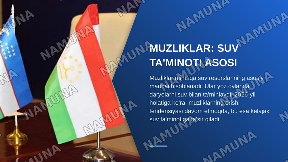 O‘rta Osiyo daryolari, ko‘llari, muzliklari va suv omborlari jadvallari — zamonaviy taqdimot, 5-slayd