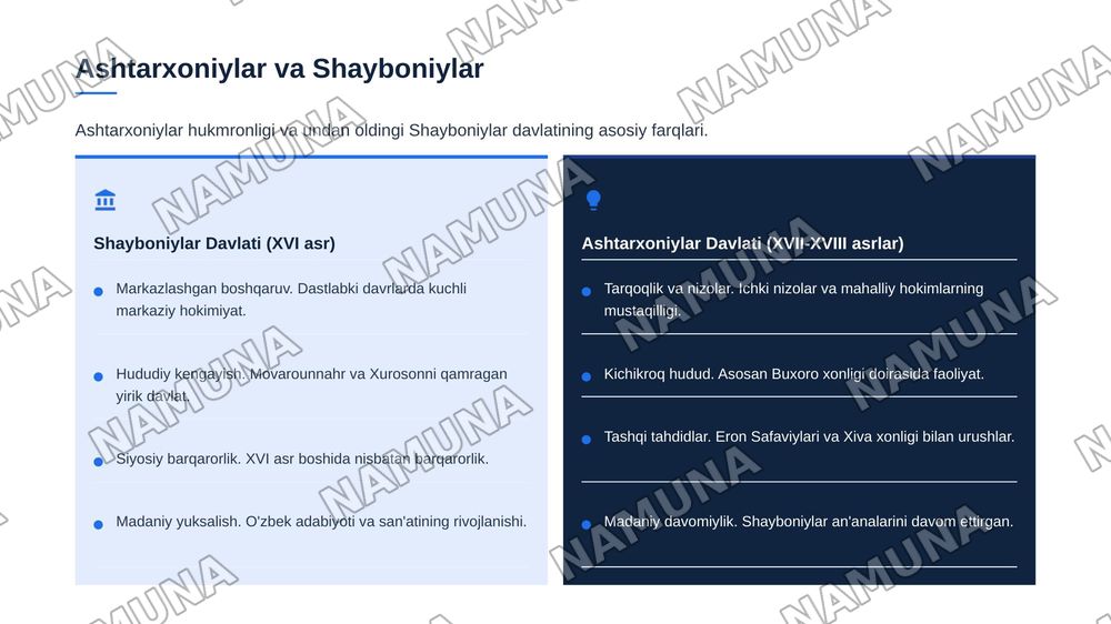 ASHTARXONIYLAR HUKMRONLIGI — zamonaviy taqdimot, 8-slayd