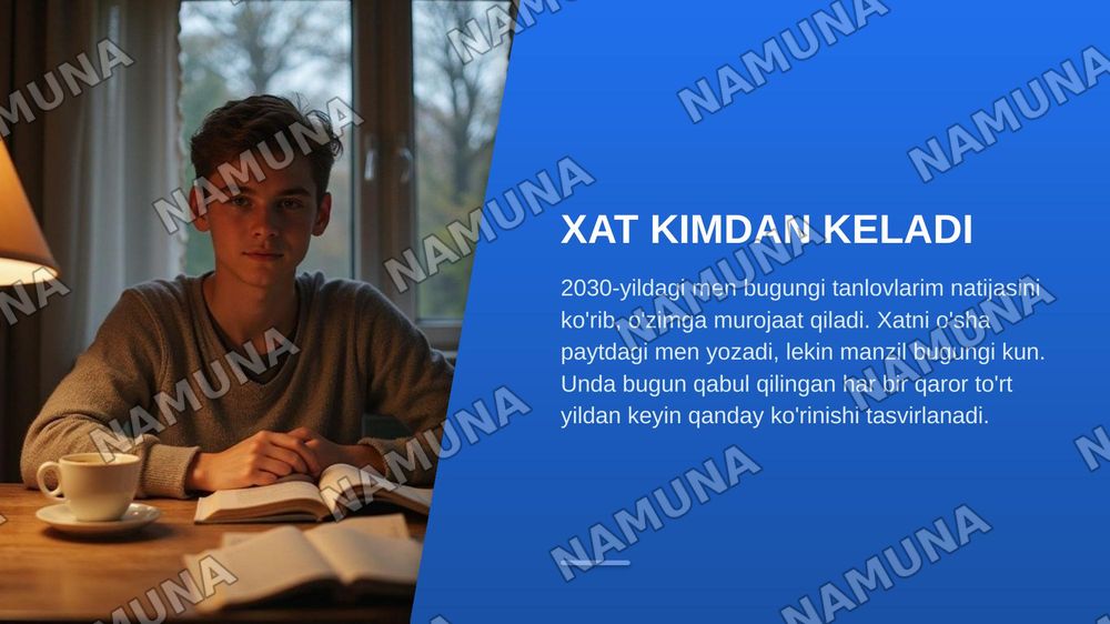 2030 yildan xat — zamonaviy taqdimot, 3-slayd