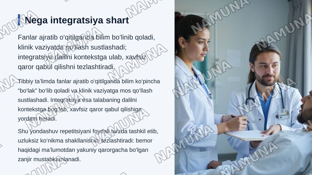 Tibbiy ta'limda modullararo integratsiyani ta'minlash usullari. — zamonaviy taqdimot, 3-slayd