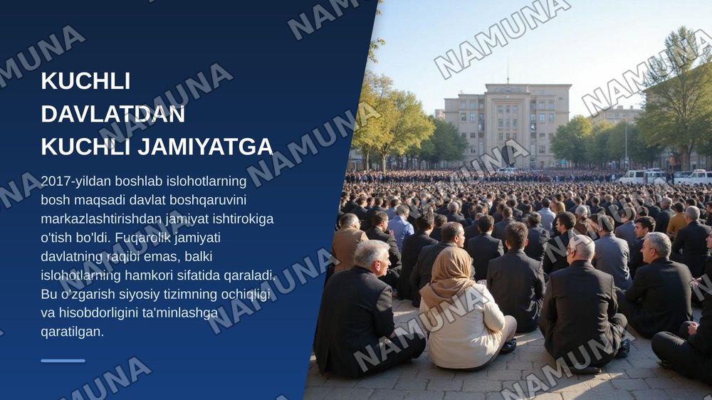 özbekıstonda demokratık fuqarolık jamıyatı asoslarınıng şakllamışı amalga oşırılgan sıyosıy ıslohotlar — zamonaviy taqdimot, 3-slayd