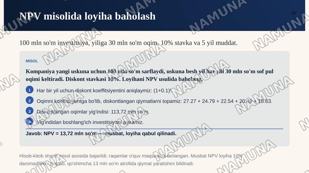Korporativ moliyada kapitalni byudjetlashtirish — zamonaviy taqdimot, 8-slayd