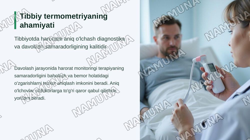 Tibbiyotda termometriya usullari .
Termojuftni darajalash va termometr sifatida qóllashni òrganish — zamonaviy taqdimot, 3-slayd
