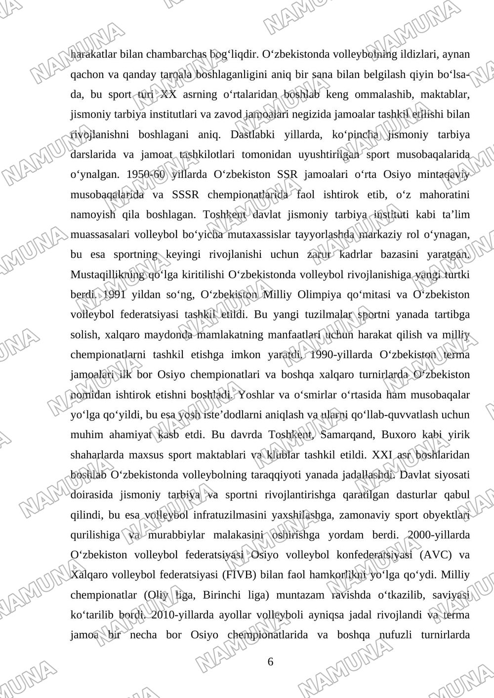 Valleybol sporti kelib chiqishi va uning tarixi — mustaqil ish, 6-varaq