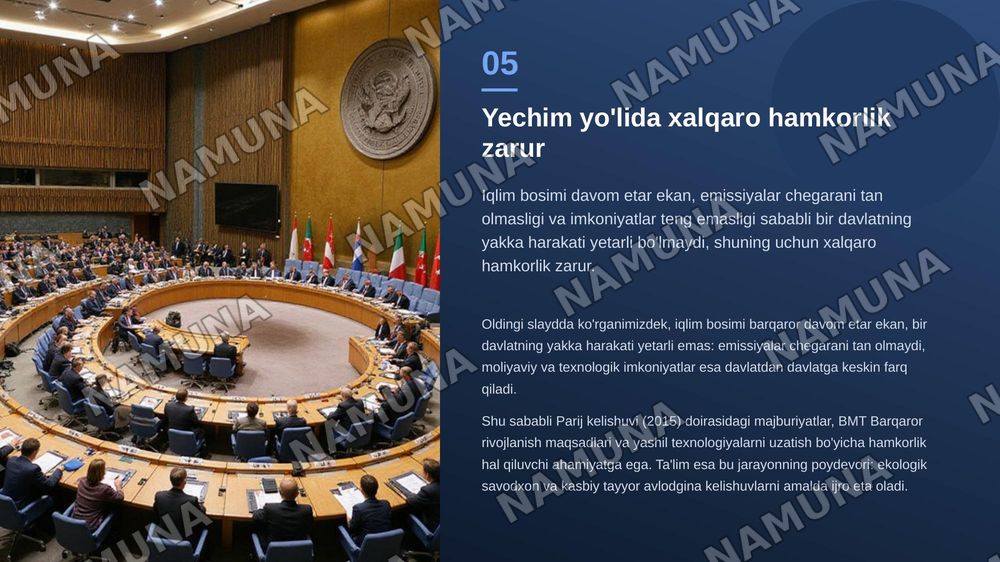 Davrimizning global muomalalari va ularga yechim topish — zamonaviy taqdimot, 6-slayd