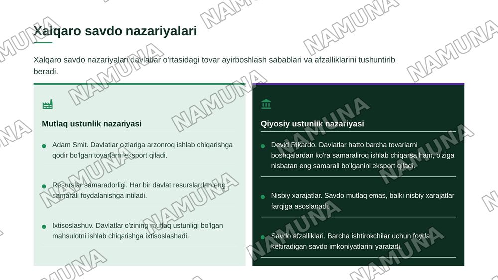 Jahon iqtisodiyoti va halqaro iqtisodiy munosabatlar shu mavzuda 20 ta listdan iborat taqdimot tayyorlab ber — zamonaviy taqdimot, 7-slayd