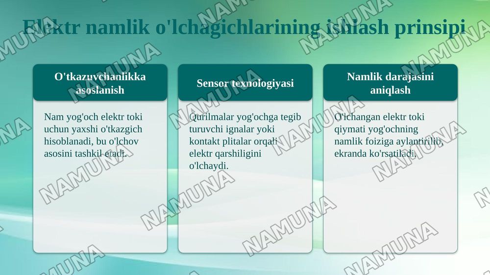 Elektr namlik olchagich yordimida yogoch tarkibidagi namlikni olchash va quritish xaritalarini tuzish — taqdimot, 4-slayd