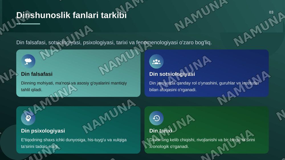 Dinshunoslik — zamonaviy taqdimot, 4-slayd