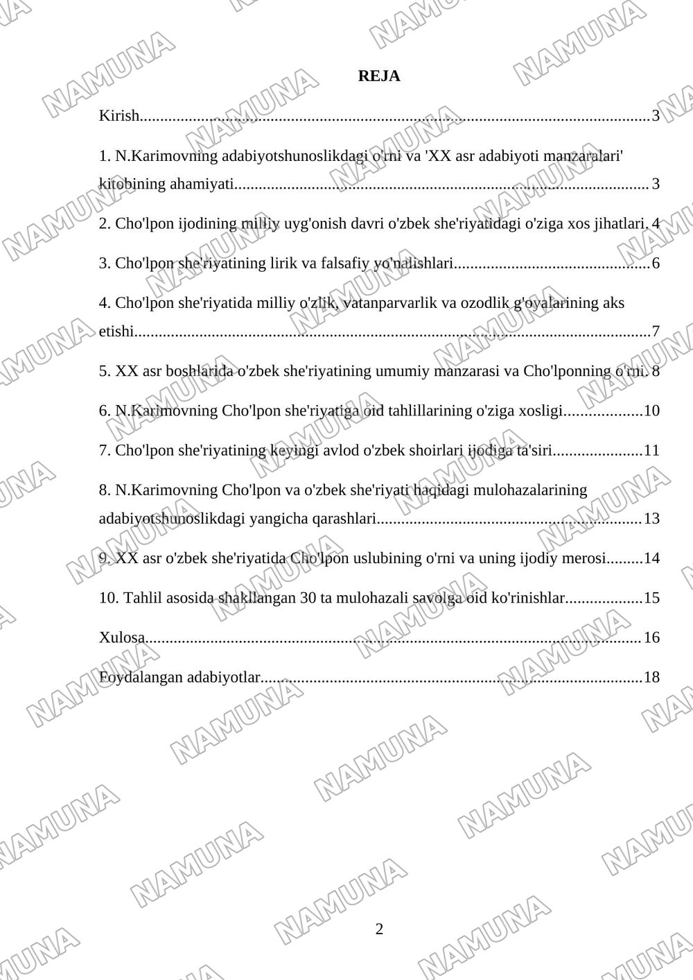 N.Karimovning xx asr adabiyoti manzaralari kitobidan choʻlpon va oʻzbek sheriyati mavzusini oʻzlashtirish hamda shu mavzu asosida 30ta mulohazali savol tayyorlash — mustaqil ish, 2-varaq