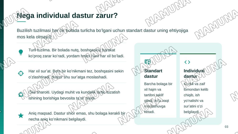 Rivojlanishning murakab buzulishi boʻlgan bola bilan tuzatish ishlarining individual dasturning mazmuni bilan tanishish — zamonaviy taqdimot, 4-slayd