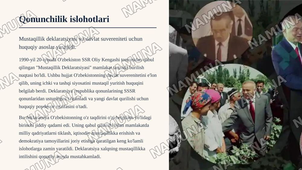 Mustaqilikka erishish arafasida O'zbekistondagi ijtimoiy-siyosiy jarayonlar — zamonaviy taqdimot, 7-slayd