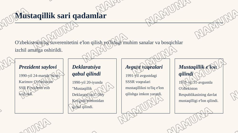 Mustaqilikka erishish arafasida O'zbekistondagi ijtimoiy-siyosiy jarayonlar — zamonaviy taqdimot, 8-slayd