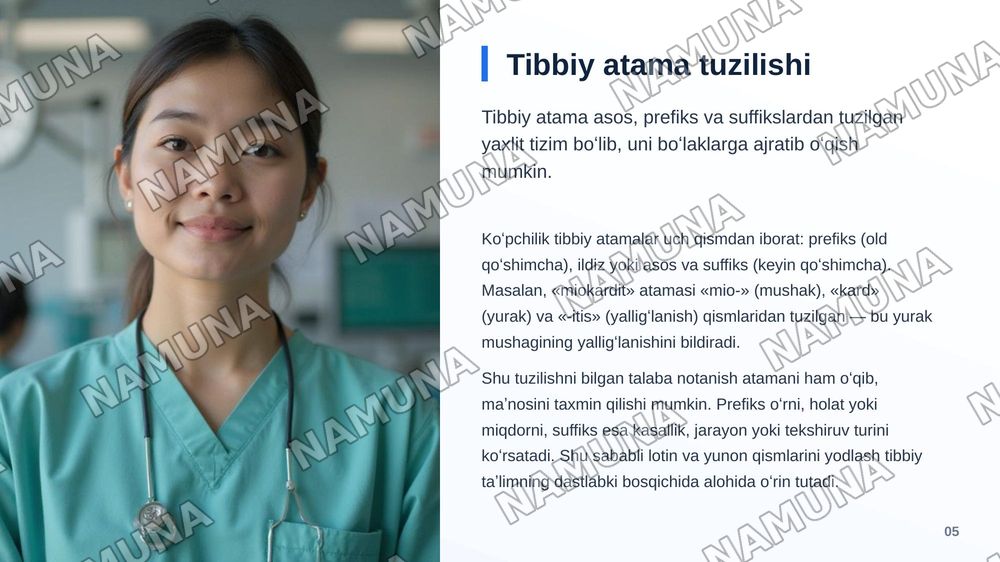 Atamashunoslik. Atama lugʻatlari. Atamalarning yasalishi.Tibbiy atamalarning tuzilishi va yasalish usullari. — zamonaviy taqdimot, 6-slayd