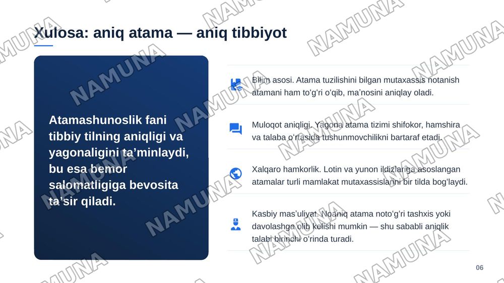 Atamashunoslik. Atama lugʻatlari. Atamalarning yasalishi.Tibbiy atamalarning tuzilishi va yasalish usullari. — zamonaviy taqdimot, 7-slayd