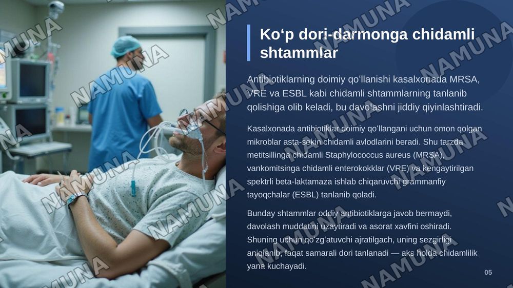 Kasalxona ichida tarqaluvchi (yatrogen) yuqumli kasalliklar qoʻzgʻatuvchilari va ularni laboratoriya tashxisi. — zamonaviy taqdimot, 6-slayd