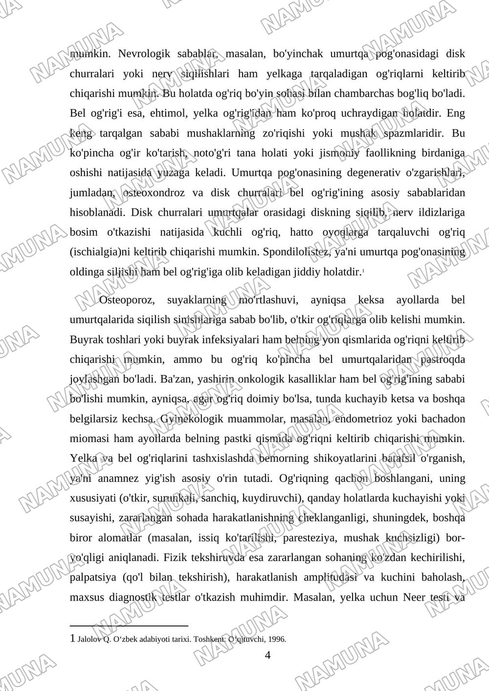 Yelka va bel chigali — mustaqil ish, 4-varaq