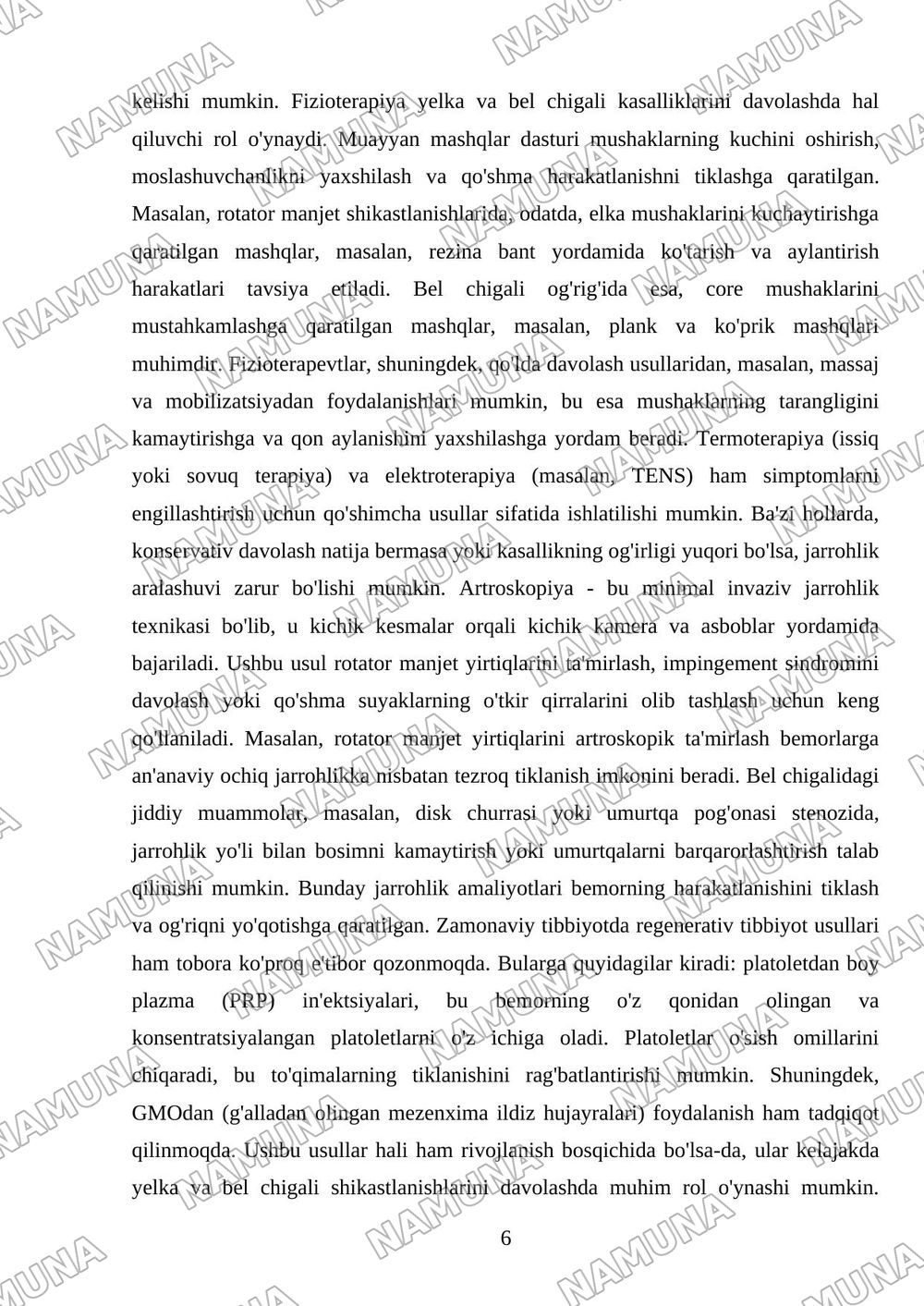 Yelka va bel chigali — mustaqil ish, 6-varaq