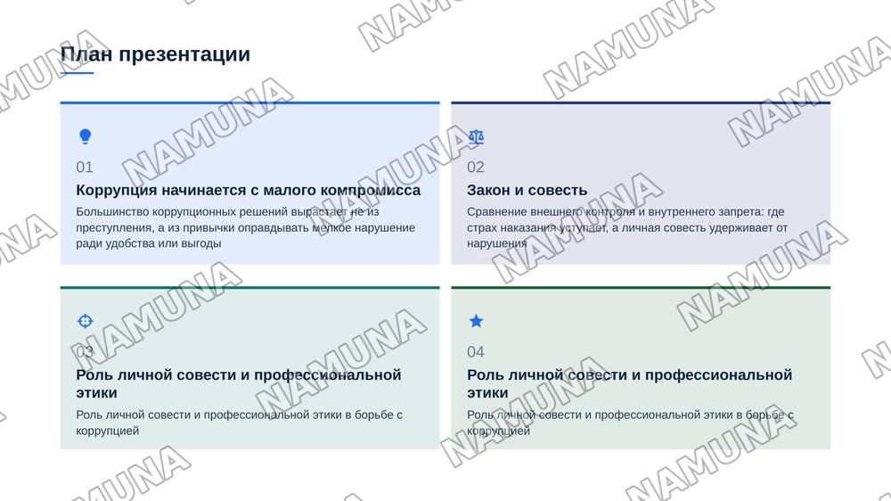 Роль личной совести и профессиональной этики в борьбе с коррупцией — zamonaviy taqdimot, 2-slayd
