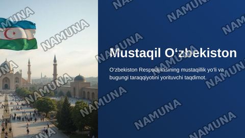 Mustaqil O‘zbekiston Respublikasining tashkil topishi va uning tarixiy ahamiyati. O‘zbekistonning o‘ziga xos istiqlol va taraqqiyot yo‘li. — zamonaviy taqdimot