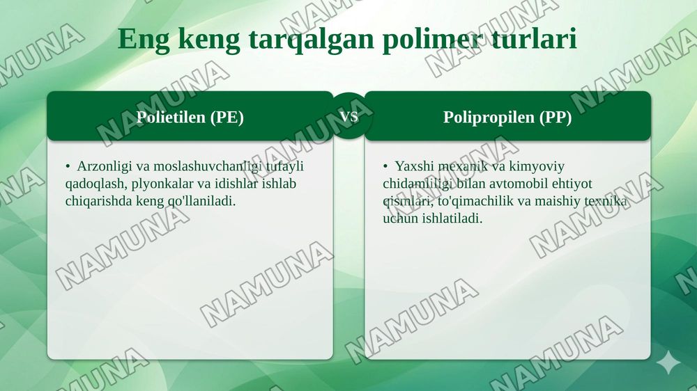 Polimer materiallarning fizik va kimyoviy xossalari. — taqdimot, 7-slayd
