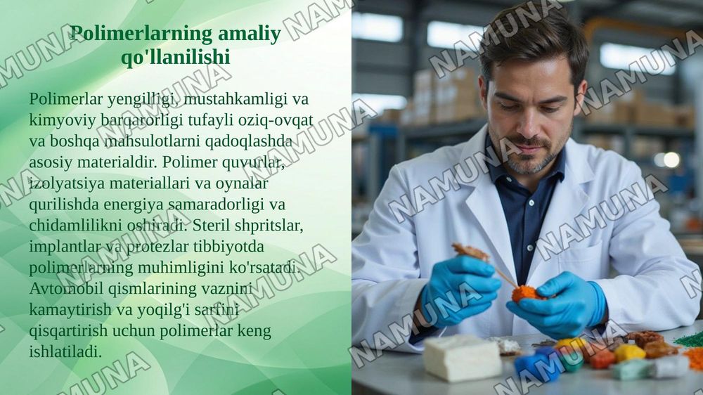 Polimer materiallarning fizik va kimyoviy xossalari. — taqdimot, 8-slayd