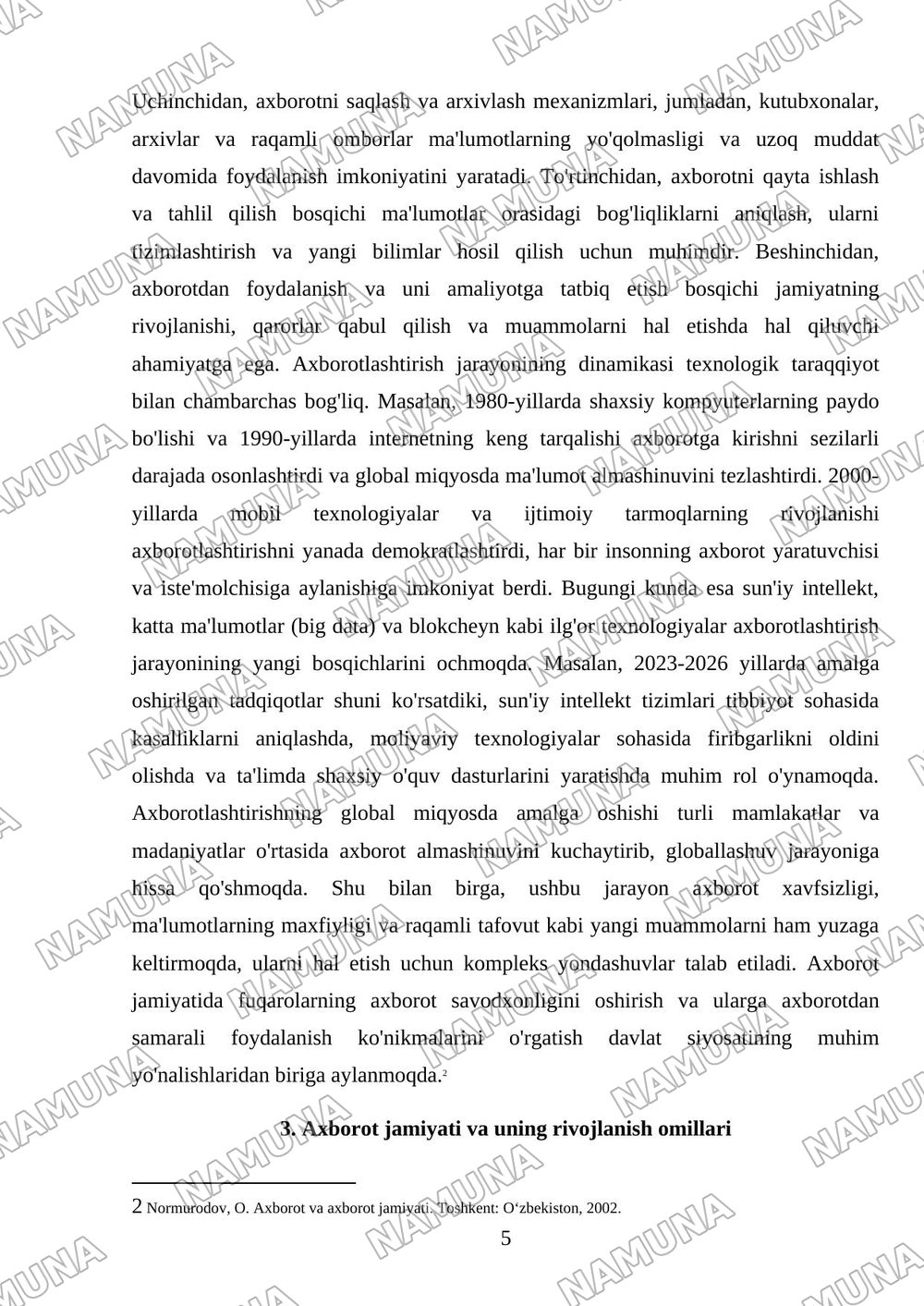Axborot va axborotlashtirish jarayoni tushunchasi — mustaqil ish, 5-varaq