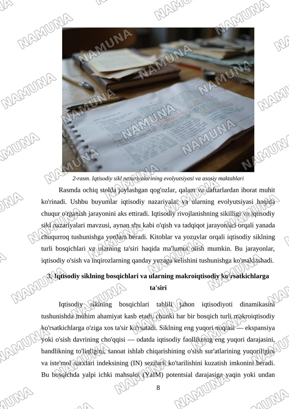 Iqtisodiy rivojlanishning sikilligi va iqtisodiy sikl nazariyalari — mustaqil ish, 8-varaq