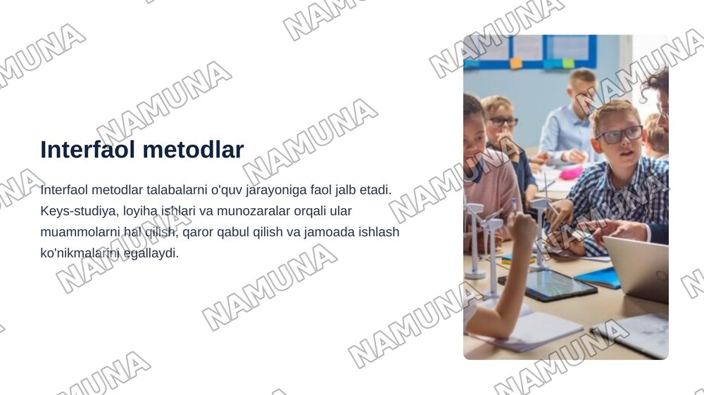 Mutaxassislikka kirish fanining o’qitishni metodlari — zamonaviy taqdimot, 6-slayd