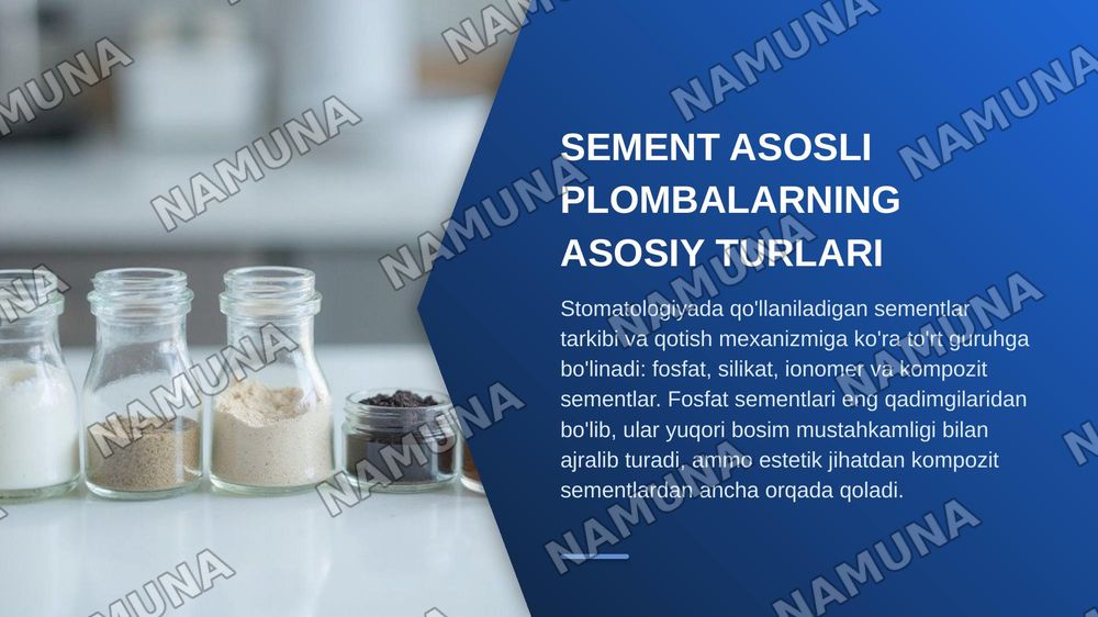 Sement asosli plomba ashyolar. Fosfat kislota asosli sementlar. Tarkibi, xususiyatlari — zamonaviy taqdimot, 4-slayd