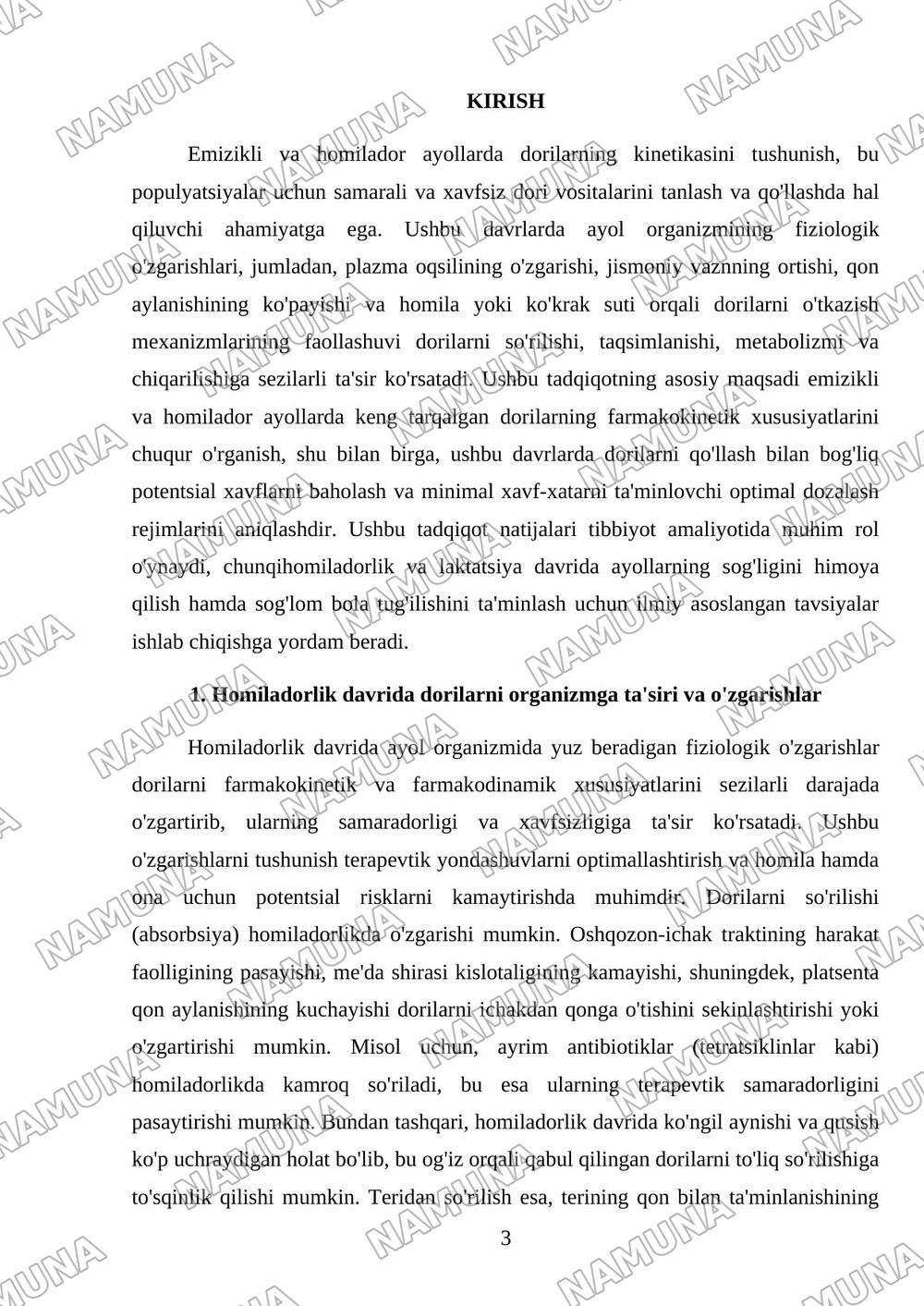 Emizikli va homilador ayollarda dorilar kinetikasining o’ziga xosligi — referat, 3-varaq