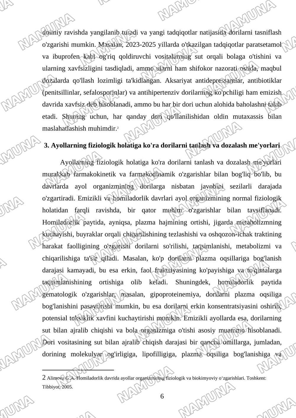 Emizikli va homilador ayollarda dorilar kinetikasining o’ziga xosligi — referat, 6-varaq