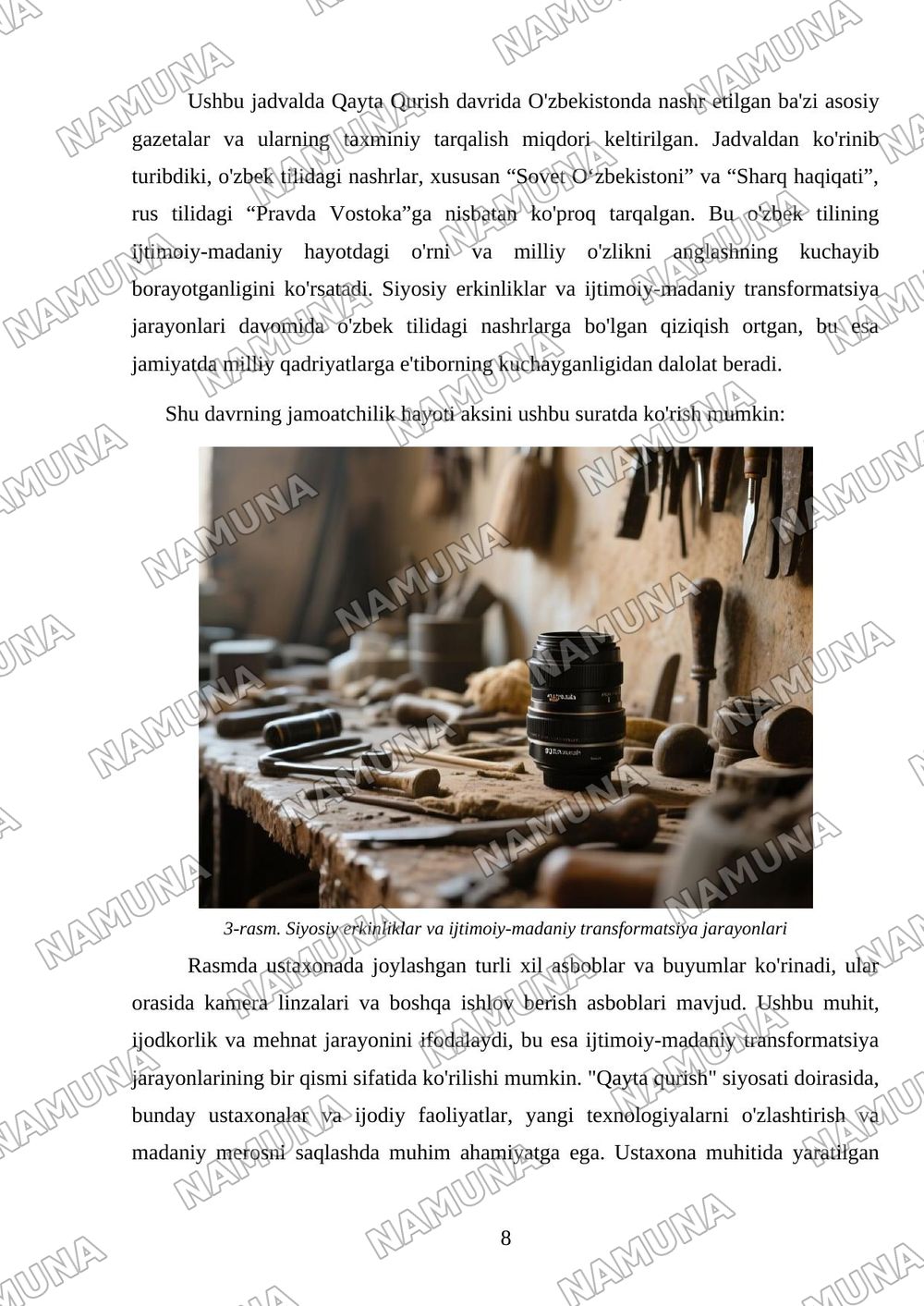 ‘qayta qurish’ siyosati va uning natijalari — mustaqil ish, 8-varaq
