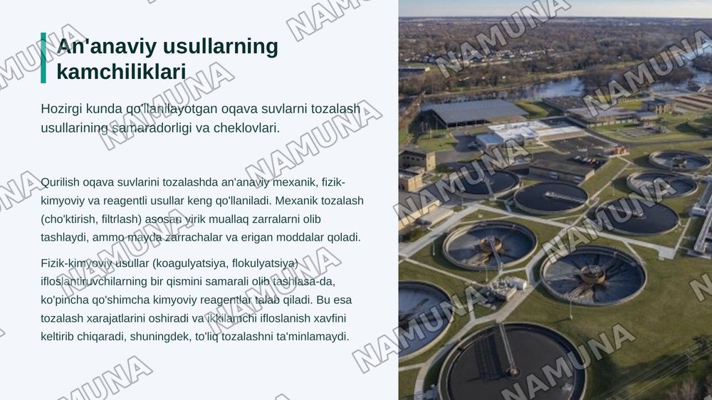 Qurilish sohasida hosil bo'lgan oqava suvlarni tozalashning zamonaviy texnologiyalarini ishlab chiqish. — zamonaviy taqdimot, 5-slayd