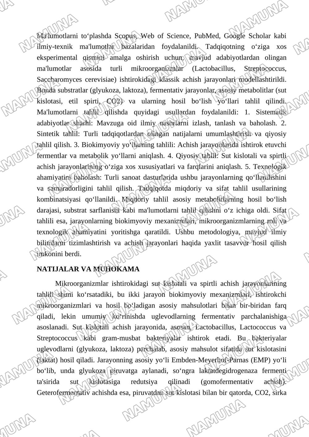 Mikroorganizmlar ishtirokida sut kislotali va spirtli achish jarayonlari — maqola, 4-varaq