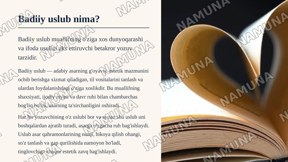 Badiiy uslub — zamonaviy taqdimot, 3-slayd