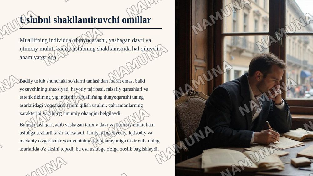 Badiiy uslub — zamonaviy taqdimot, 5-slayd